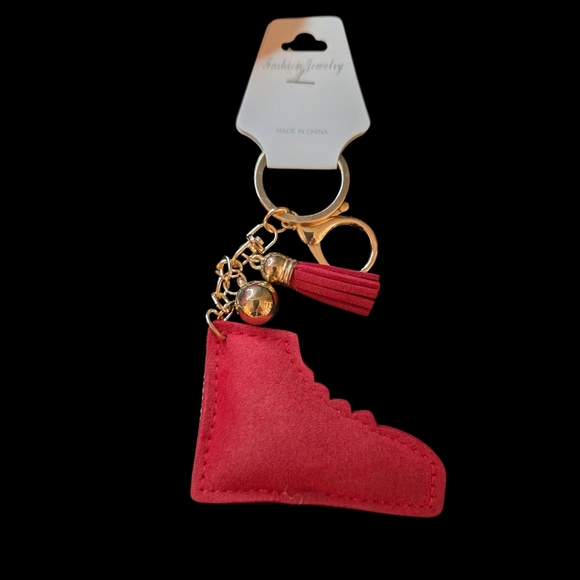 Sparkly Red Sneaker Rhinestone Bagcharm / Keychain - Picture 2 of 3